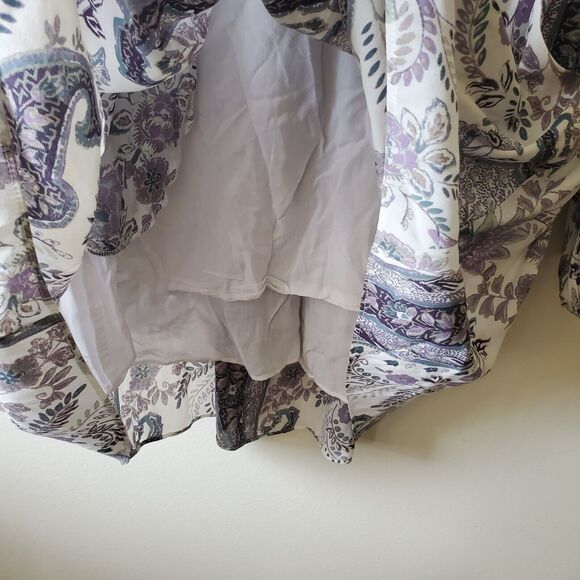 Free People Rain Or Shine Lace Up Mini Dress Ivory Paisley Womens XS - Picture 9 of 15